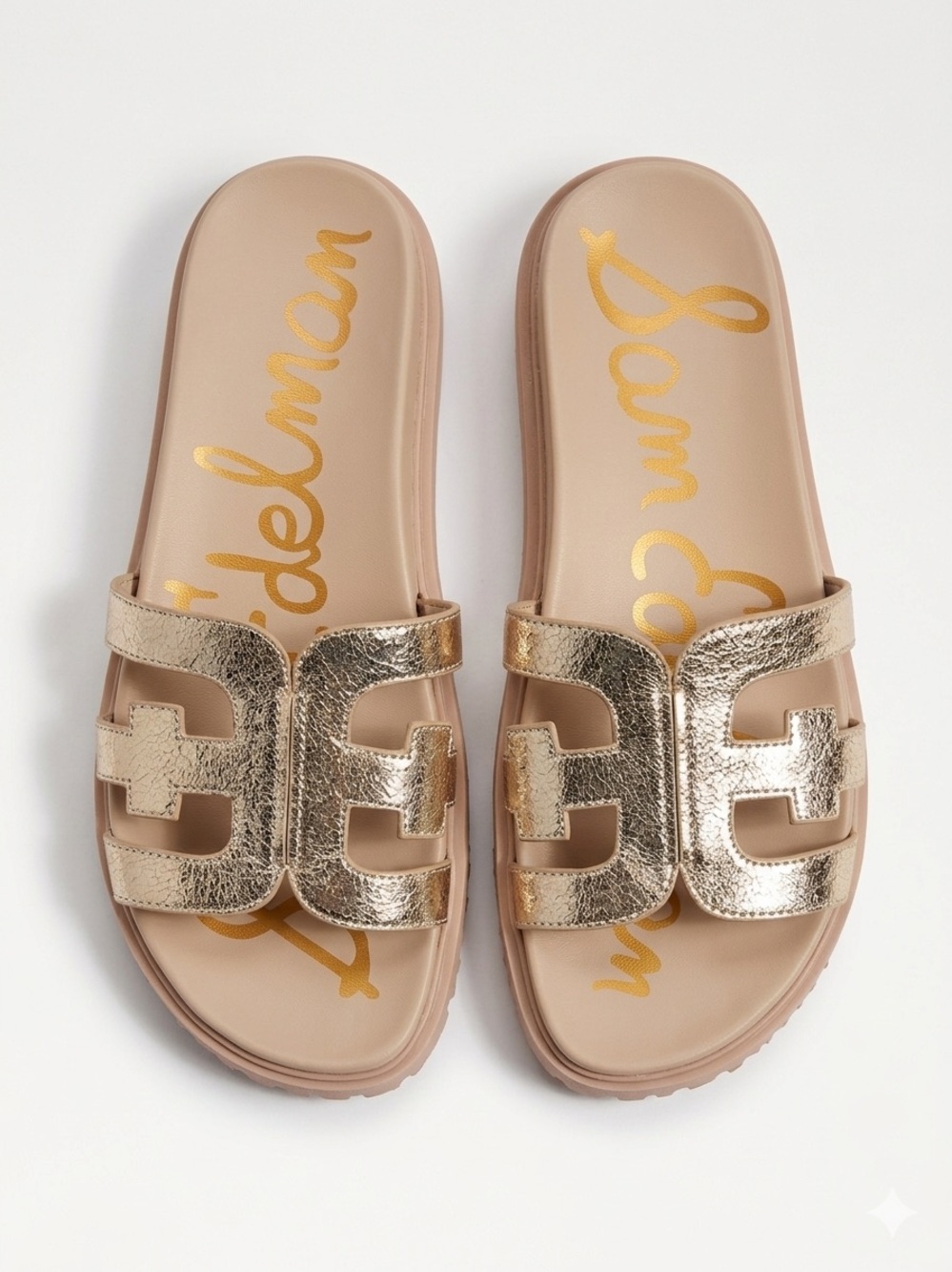 Sam Edelman Valeri Metallic Gold Slide Sandals